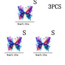 1pc/2pcs/3pcs Vibrant Smoke Butterfly Iron-On Transfer, Multicolor Film Stickers For T-Shirts, Bags, Pillows - DIY Fashion Accessories, Easy To Apply Heat Transfer Patches - Multicolor - View 8
