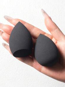 15 piezas de esponjas de maquillaje, forma de gota de agua inclinada, enviadas al azar, color enviado al azar, adecuadas para todos los tipos de piel, herramientas de maquillaje - Negro - Ver 3