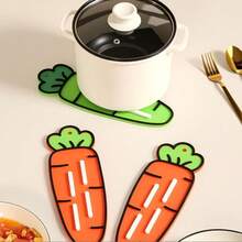 Radish Shaped Silicone Pot Lid Mat, Kitchen Anti-Slip Stain-Resistant Draining Mat, Countertop Organizer Storage Mat, Can Hold Pot Lids, Spatulas, Chopsticks, Soup Ladles, Heat-Resistant Anti-Slip Easy To Clean, High Temperature Resistant Non-Stick, Multi-Purpose Mat, Storage And Draining Dual Use, Kitchen Countertop Protection Mat, Cute And Practical, Home Kitchen Essential, Multi-Purpose Storage Mat, Dirt-Resistant And Easy To Maintain - Multicolor - View 5