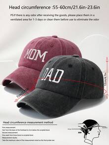 2件組「Dad & Mom」印花棒球帽，復古水洗尖頂帽，中性可調節輕量防曬帽，度假禮物，父母理想選擇，卡車司機帽女款棒球帽女帽寬邊帽 - A - 查看 4