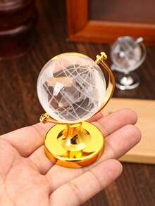 1pc Mini Crystal Globe With Metal Stand, 360° Rotating Glass Globe, Desktop Decor For Home And Office, Creative Birthday Graduation Gift For Students Friends Housewarming - Crystal Ball - View 10