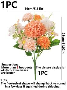 1pc Artificial Silk Hydrangea Daisy Ball, Suitable For Spring/Autumn Decoration, Home Decor, Wedding Decor, Room Decor, Balcony Decor, Restaurant Decor, Bedroom Decor, Bathroom Supplies, Party Decor, New Year Decor - Orange - View 3