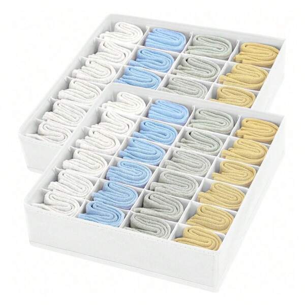 1/2 Packs Sock Drawer Organizer Divider Underwear Organizer, 24 Cell Closet Organizers And Storage Organizer Sock Holders Organizers For Storing Socks, Handkerchiefs, Ties, Belts,Bedroom Room Decor,Back To School