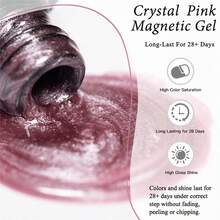 Mtssii 1pc 7ml Crystal Nude Pink Cat Eye Gel Nail Polish, Shiny Crystal Cat Eye Magnetic Semi-Permanent Soak-Off UV Gel Nail Polish, Suitable For Summer Manicure, Long-Lasting, DIY Home And Salon Nail Art Supplies - Pink - View 4