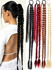 European & American Fashion Women's Twisted Double Braided Ponytail Wig Hair Extension Scrunchie Style - Multicolor - View 7