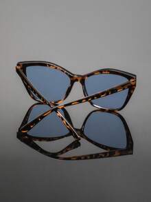 1 Pair Men's Classic Retro Cat Eye Fashion Sunglasses, Premium Stylish Casual Versatile UV400 Sunglasses For Men, Suitable For Daily Commute, Business, Travel And Outdoor Activities - Red Bean Floral Blue Pattern - View 4