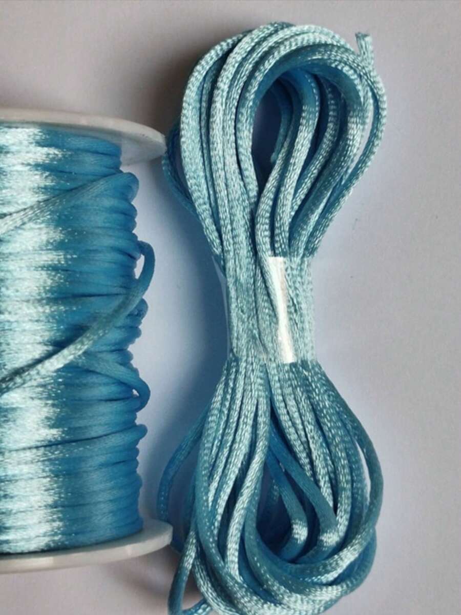 Silk Thread Satin Cord 1mm - 5 Meters Various Colors - Baby Blue - View 1
