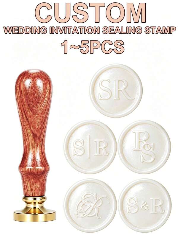 Set Of 2/3/4/5/6 Custom Your Initials Wedding Wax Seal Stamp, Personalized Wax Seal Stamp Kit,Invitation Seal, Custom Any Logo Or Initials Wax Seal Stamp Kit, Various Sizes Available, Personalized Any Logo Wax Seal Kit