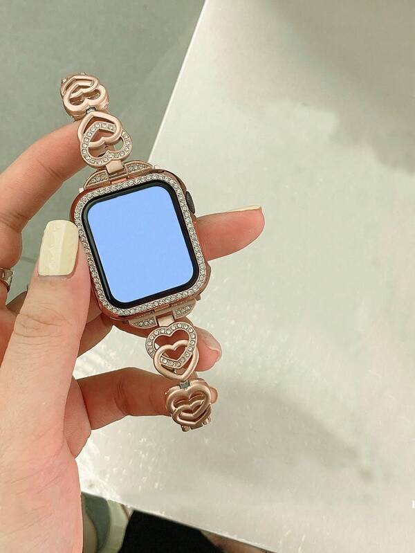 1pc Heart-Shaped Creative Metal Watch Band Compatible With Apple Watch 11 10 9 8 7se 6 5 4 3 45mm 41mm 44mm 40mm, Adjustable Band Length