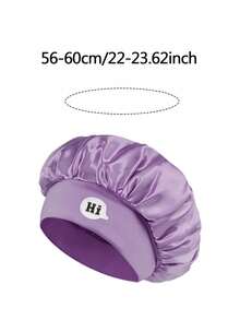 1Pc Hi Letter Satin Summer Sleeping Cap, Head Scarf, Lightweight Hair Care Cap, Print Satin Sleep Wide Elastic Band Silky Hair - Multicolor - View 2