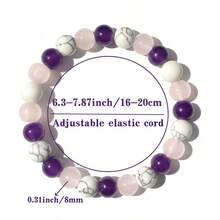 8mm Amethyst, White Turquoise, Rose Quartz Multi-Gemstone Bracelet, Calming And Soothing For Mind And Emotions, Perfect Gift For Birthdays, Holidays, Anniversaries, Exquisite Niche Gift For Friends And Family - Multicolor - View 5
