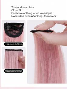2pcs/Pack Synthetic Colorful Party Clip-In Hair Extensions, Suitable For Girls, 22 Inch, Multi-Color Straight Hair, Synthetic Fiber - Multicolor - View 5