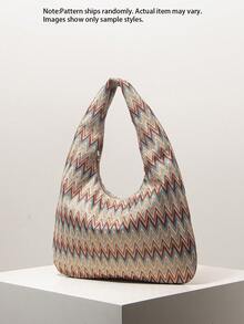 (Random Pattern) Shoulder Bag, Tote Bag, Travel Essentials, Cruise Essentials, Elegant Women's Handbag, Women's Gift, Daily Use, Multi-Functional - Multicolor - View 2