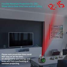 Reloj despertador con proyección para dormitorio modelo, reloj despertador digital con función de informe de hora por voz, reloj electrónico digital de 12/24 horas, con proyección en el techo y pantalla LED de temperatura y hora, adecuado para mesas de noche y oficinas (blanco/negro). - Negro 1 pieza - Ver 8