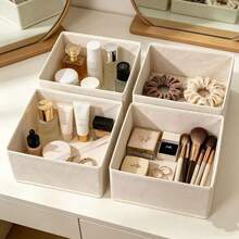 1pc/4pcs Multi-Compartment Fabric Storage Box, Foldable Drawer-Style Organizer Bin Suitable For Home, Office, Warehouse And Dorm, Lidless Clothing & Accessories Storage Box, Mother's Day Gift - Khaki - View 6