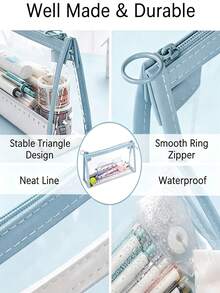 1/4 Transparent PVC Zipper Pencil Pouch, Large Capacity Minimalist Storage Bag, Waterproof Clear Design, Suitable For All Seasons, Ideal For Students And Office Workers, Perfect For School, Exams, Travel And Daily Use - Multiple Styles - View 8