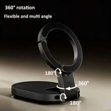 3 In 1 Mode Suction Cup Magnetic Climbing Buckle Mobile Phone Holder Folding Rotating Multi-Function Phone Stand Car - Black - View 3