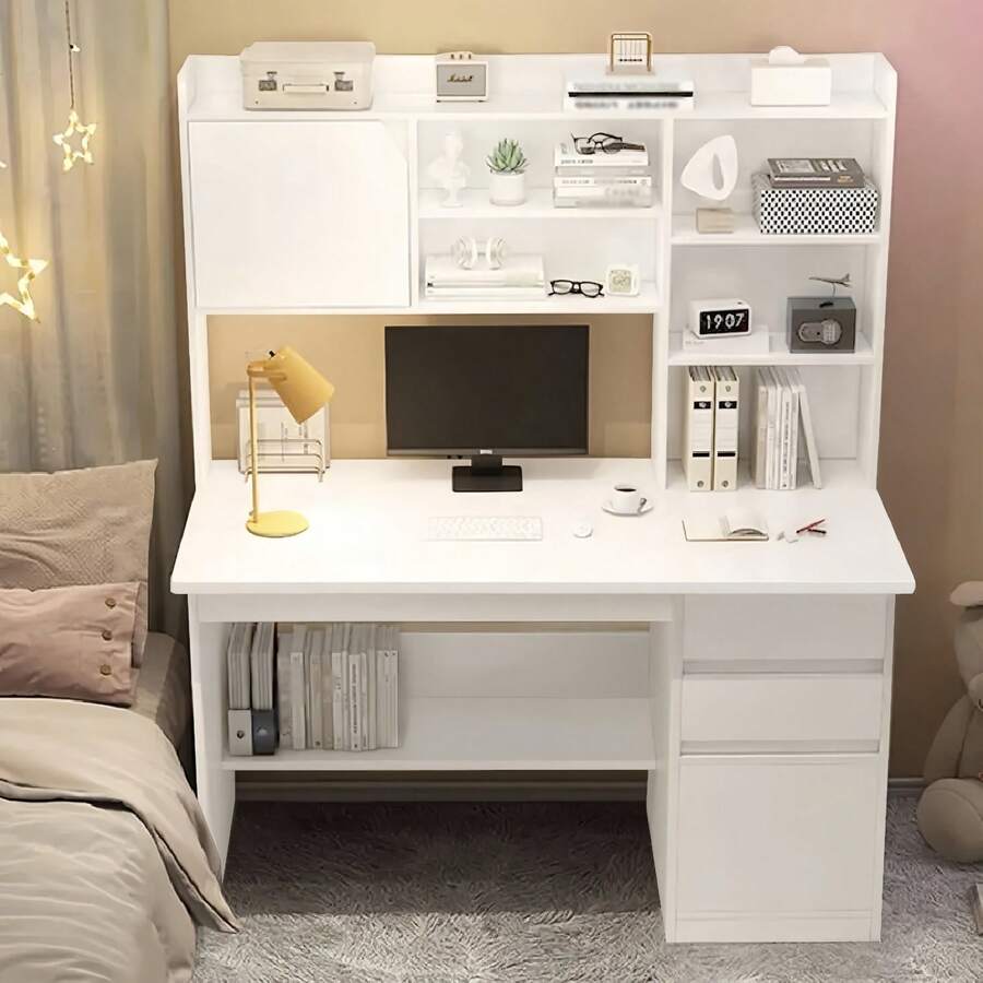 Escritorios Mueble Escritorio De Ordenador Escritorios 100cm,Estilo Minimalista Moderno, Escritorios para Oficinas en el Hogar,para espacios pequeños, dormitorio, estudiante - Blanco - Ver 1