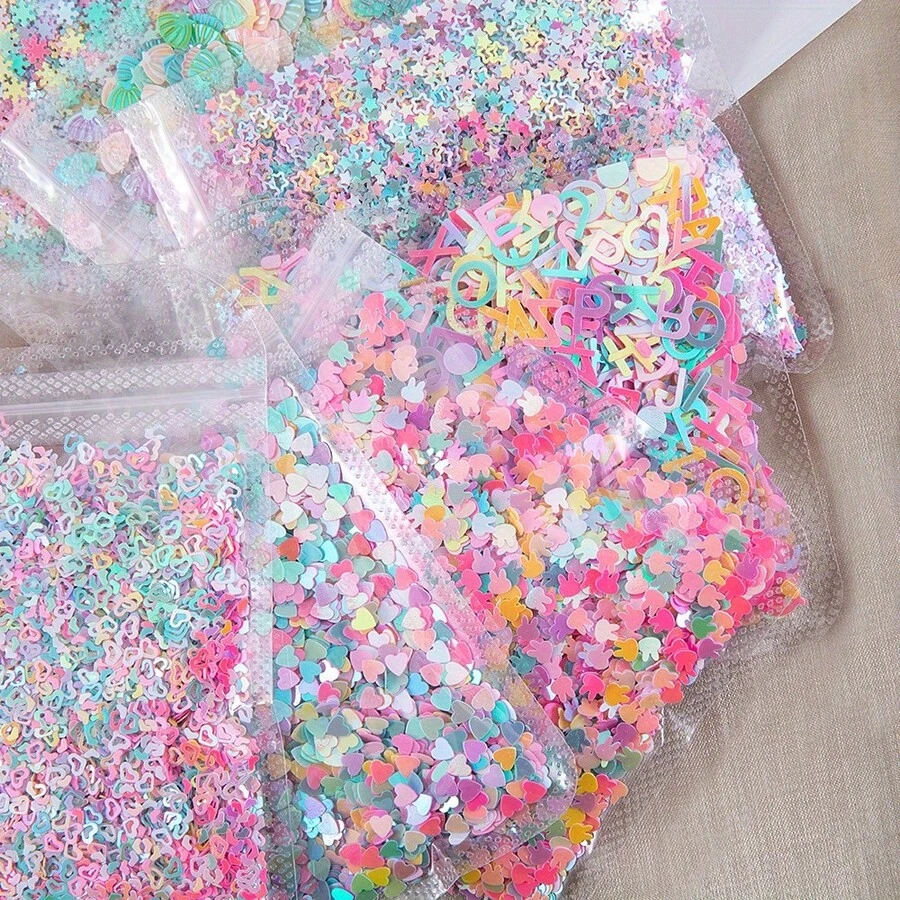 20G Dreamy Candy Color Five-Pointed Star/Heart/Snowflake/Rabbit Shaped Sequins For DIY Drip Glue Resin Filling Material, DIY Sequin Decoration, Jewelry Making Parts - Multicolor - View 1