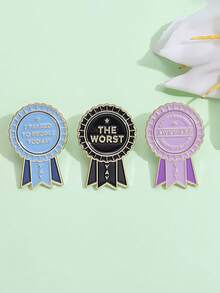 Funny Award Ribbon Enamel Brooch Set, Ironic Quote Prize Badge Pins For Backpack, Bag & Jacket Decor - Multicolor - View 5