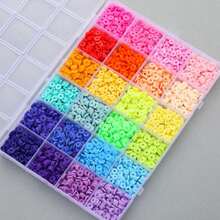 1 Box 4800pcs/2 Boxes 9600pcs 24 Colors Polymer Clay Beads Spacer Beads Heishi Beads Suitable For Necklace Bracelet Phone Chain DIY Jewelry Making - A - View 3