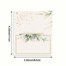 50入 DIY 婚禮座位卡－可客製化摺疊名卡，金色邊框搭配綠植設計，適用於婚禮餐桌、宴會、週年紀念與活動，高級紙質 - A - 查看 7