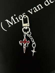 1pcGothic Dripping Cross Keychain, Star-Shaped Pendant, Punk Cool Accessory, Suitable For Both Men And Women - Multicolor - View 11