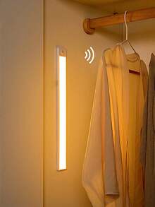 1pc Wireless LED Motion Sensor Light, 3 Color Modes, USB Rechargeable, Ultra-Thin Smart LED Cabinet Light With Charging Cable, Suitable For Cabinet, Kitchen, Bedroom, Stair Lighting - White - View 4