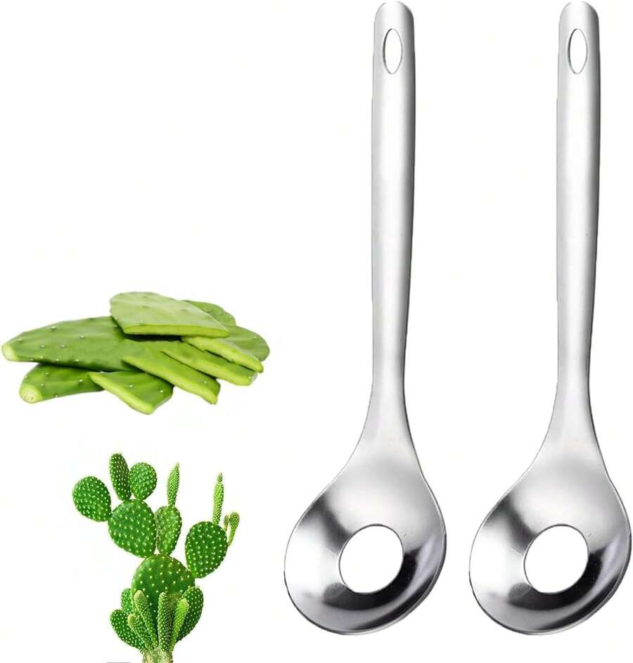 2Pcs Cactus Peeler Spoon, Stainless Steel Rice Meat Dumplings Spoon Squeezing Meatball Artifact Kitchen Tools, Peelers, Graters, Peelers And Slicers - White - View 1