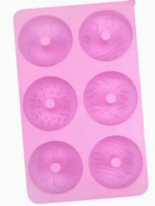 1pc Heat-Resistant Silicone Donut Mold | Creative 6-Cavity Donut Mold, Suitable For DIY Cake Baking And Chocolate Making | Non-Stick And Reusable | Oven And Microwave , Ideal For Holiday Baking - Multicolor - View 3