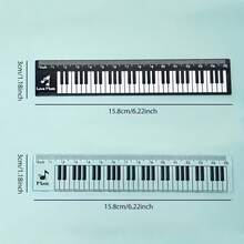 2pcs/Pack, Musical Note Ruler, Creative Music Style, Piano Keyboard Ruler, Cute Musical Note Decorative Ruler, Creative Gift For Music Lovers, Black And White Piano Key Ruler, Staff Line Scale Ruler, Music Teacher Prize, Practical Office Tool - Music Note Ruler - View 5