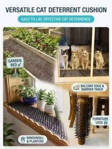 6pcs Cat Scat Mat - Plastic Anti-Cat Spikes With Barbed Wire Design, Suitable For Cats, Indoor/Outdoor Use, Black, Pet Product | Modular Spike Strips | Easy To Install Spikes - one-size - View 4
