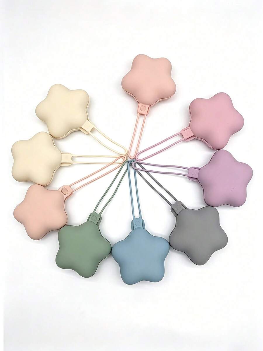 1pc Nordic Style Five-Pointed Star Silicone Portable Storage Bag, Multi-Function Waterproof Makeup Bag, Cosmetic Tool, Lipstick, Earphone, Small Item Storage Box, Pacifier, Teether Storage Box, Car Hanging Storage Bag, Travel Essential, School Essential, Holiday Summer Travel, Affordable Good Gift For Women