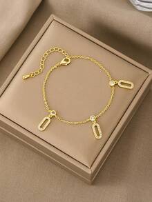 Collar de oro de 18k, pulsera de oro, anillo de oro, pendientes de circonita de cobre texturizados versátiles, adecuados para citas, reuniones, regalos y uso diario - Dorado - Ver 4