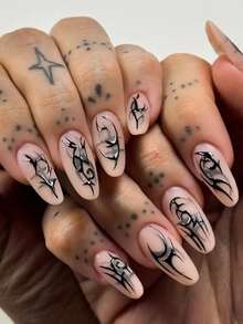 SWEET TREND 5D Y2K Line Nail Art Stickers 2pcs Black Gradient Irregular Gothic Stripe Line Design DIY Dark Style Self-Adhesive Decals Slider Nail Decoration Nail Supplies For Women And Girls Home And Salon Nail Design - Multicolor - View 5