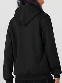1pc Women's Soft Comfortable Warm Thermal Lined Running Fitness Sports Jacket, Autumn/Winter - Black - View 3