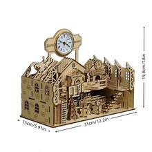 308pcs Wooden Puzzle Santa Claus Factory Model Kit, Christmas/Birthday Educational Puzzle, Suitable For Adults And Teens Assembly Santa Claus Workshop 3D Wooden Puzzle Gift, Handmade Assembly Puzzle Desktop Decoration Model - Santa Claus Factory - View 2