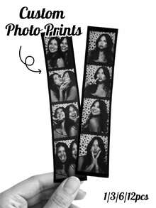 Personalized Custom Photo, Vintage 4-Grid Black & White Custom Photo Printed Bookmark, Unique Commemorative Gift, Suitable For Couples Anniversary Birthday Graduation Gift, Aesthetic Dormitory Bedroom Wall Collage Scrapbook Photo Album Decoration - Multicolor - View 1