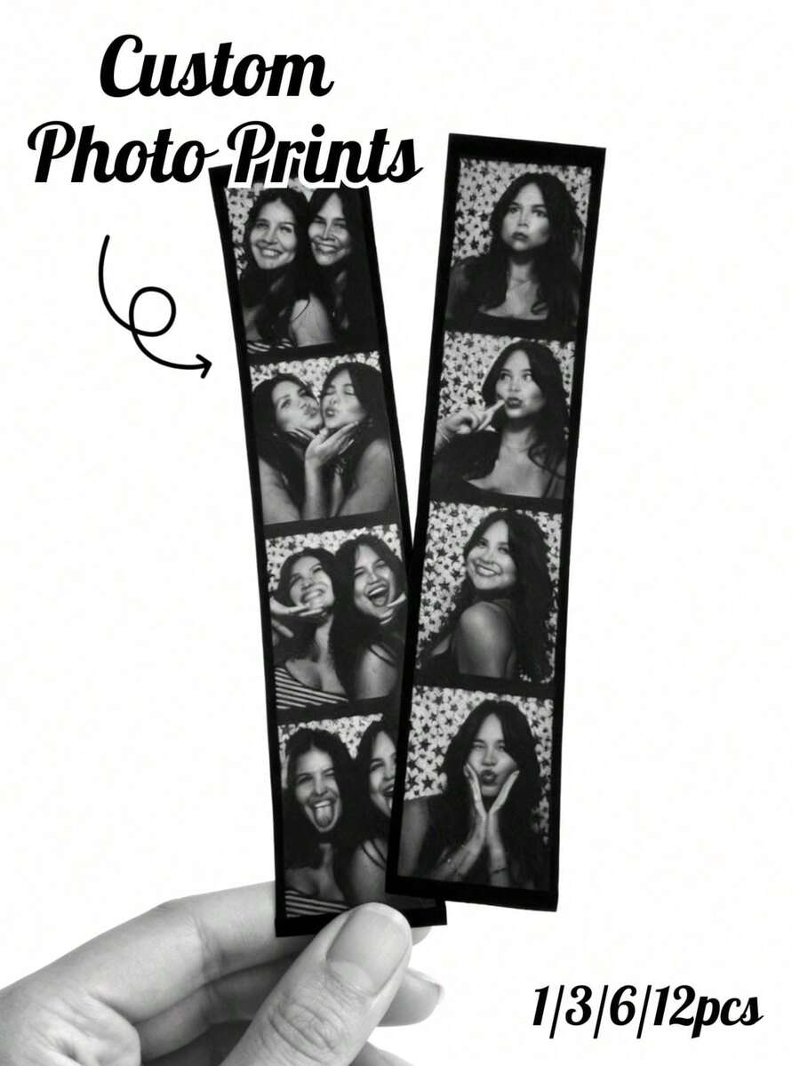 Personalized Custom Photo, Vintage 4-Grid Black & White Custom Photo Printed Bookmark, Unique Commemorative Gift, Suitable For Couples Anniversary Birthday Graduation Gift, Aesthetic Dormitory Bedroom Wall Collage Scrapbook Photo Album Decoration - Multicolor - View 1