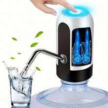 1件自動電動抽水泵，USB充電式自動飲水機，適用於3-5加侖水桶，便攜式插電安裝底座，適合露營與居家使用，便攜露營飲水機，電動抽水泵 - 彩色 - 查看 1