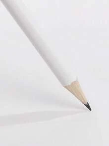 20pcs Minimalist White Round Pencil With Eraser, Unsharpened, Suitable For Learning, Office And Practice - White - View 4