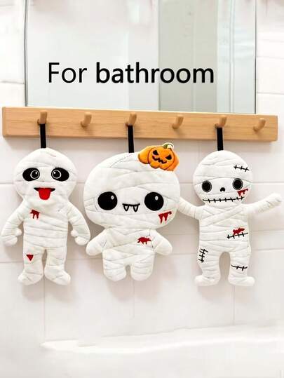 1 buah Handuk Tangan Berbentuk Mumi Lucu – Handuk Dekoratif Gantung untuk Halloween – Sangat Lembut & Menyerap – Cocok untuk Kamar Mandi, Dapur, dan Dekorasi Rumah – Aksesori Rumah Halloween