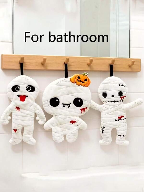 1 buah Handuk Tangan Berbentuk Mumi Lucu – Handuk Dekoratif Gantung untuk Halloween – Sangat Lembut & Menyerap – Cocok untuk Kamar Mandi, Dapur, dan Dekorasi Rumah – Aksesori Rumah Halloween