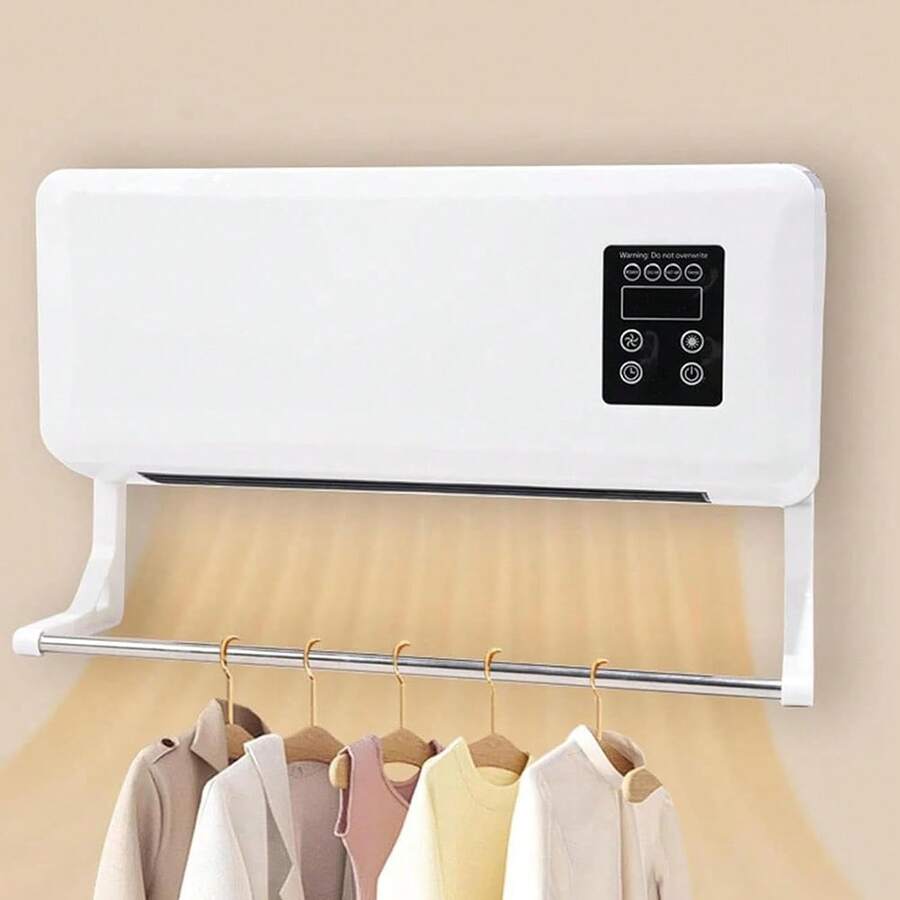Calefactor Electrico Portátil,Ventilador de Pared con Aire Fresco y Cálido,Control Remoto y Soporte,Calentador Eléctrico Silencioso para Recámara,Sala y Oficina