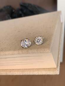 Women's Super Shiny Cubic Zirconia Geometric Earrings - White Gold Zirconia Stud Earrings - View 6