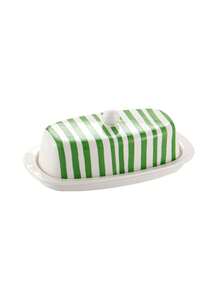 1pc Hand-Painted Line Ceramic Dish With Lid, Classic Minimalist Ins Style Highly Attractive Ceramic Butter Box, Dessert Plate, Kitchen Dessert Table Decor, Tabletop Decoration, Essential Kitchen Item, Gift - View 12