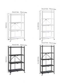 Super life 4/5-Tier Unassembled Metal Storage Rack With Wheels - Foldable And Portable Multi-Tiered Shelving Unit Suitable For Home, Office, And Garage Storage - Space-Saving Multi-Functional Storage Solution, Storage Rack, Organization. - Multicolor - View 10