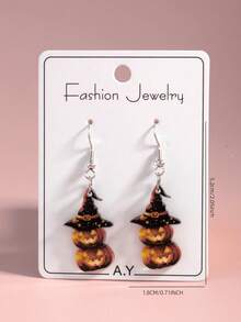 1 Pair Halloween Dangling Earrings, Fun, Cute And Playful Design Halloween Party Earrings - Multicolor - View 4
