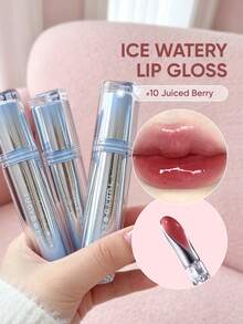 JUDYDOLL WATERY LIP GLOSS 2.4g Ice Iron Water Glow Lip Gloss Essence Mirror Lip Glaze Lip Gloss Water Glow Full Color Lip Care Non-Stick Cup Self-Use Gift Beginner Beach Travel Holiday Date School Work - #10 - View 2