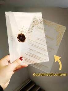 20/30pcs Personalized Laser Engraved Wedding Invitations - Name & Date, Gold Font & Wedding Party Details (Guest List/Reception Plan) - Elegant Acrylic Ceremony Cards, Suitable For Bride & Groom - No Envelopes Included, Christmas, New Year - Gold-edged Greeting Card - View 1